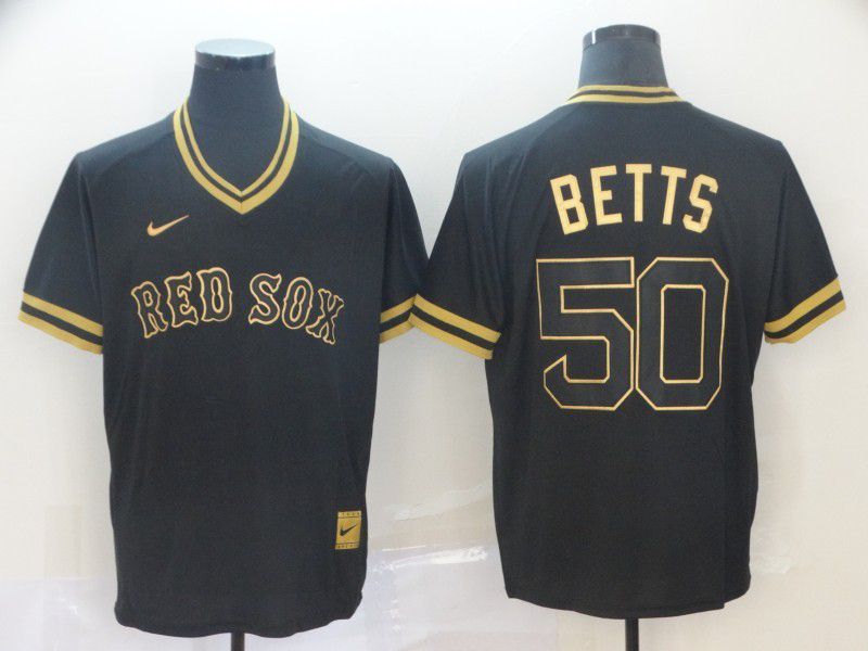 Men Boston Red Sox #50 Betts Black gold Game Nike 2022 MLB Jersey